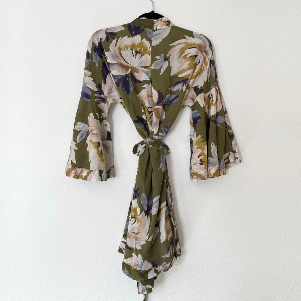 Olive Green Kimono Robe - Picture 3 of 12